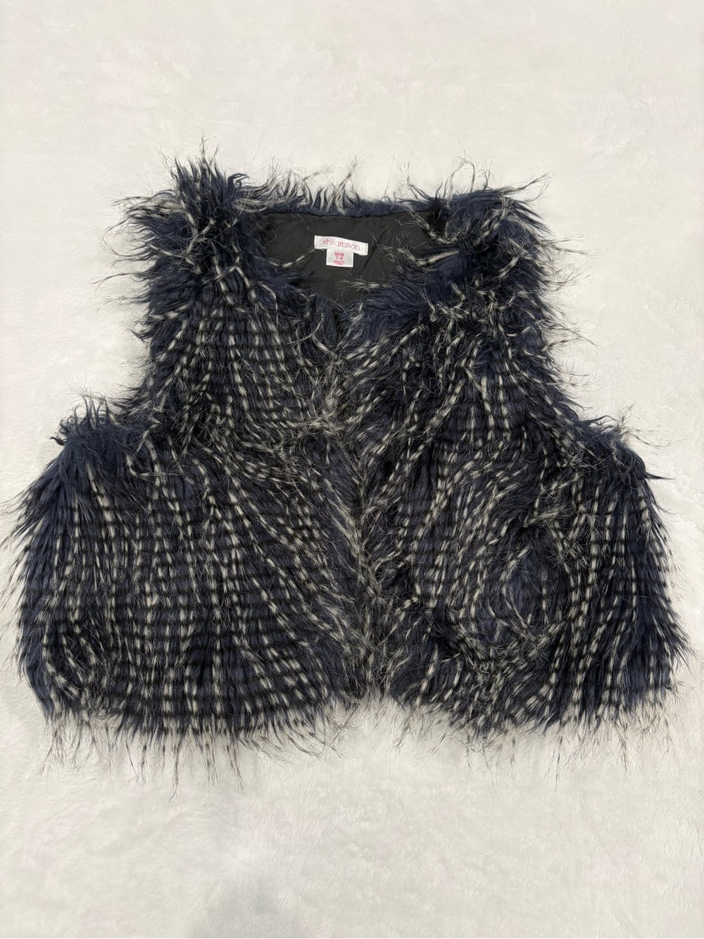 Xhilaration Girls' Faux Fur Vest in Black and Gray